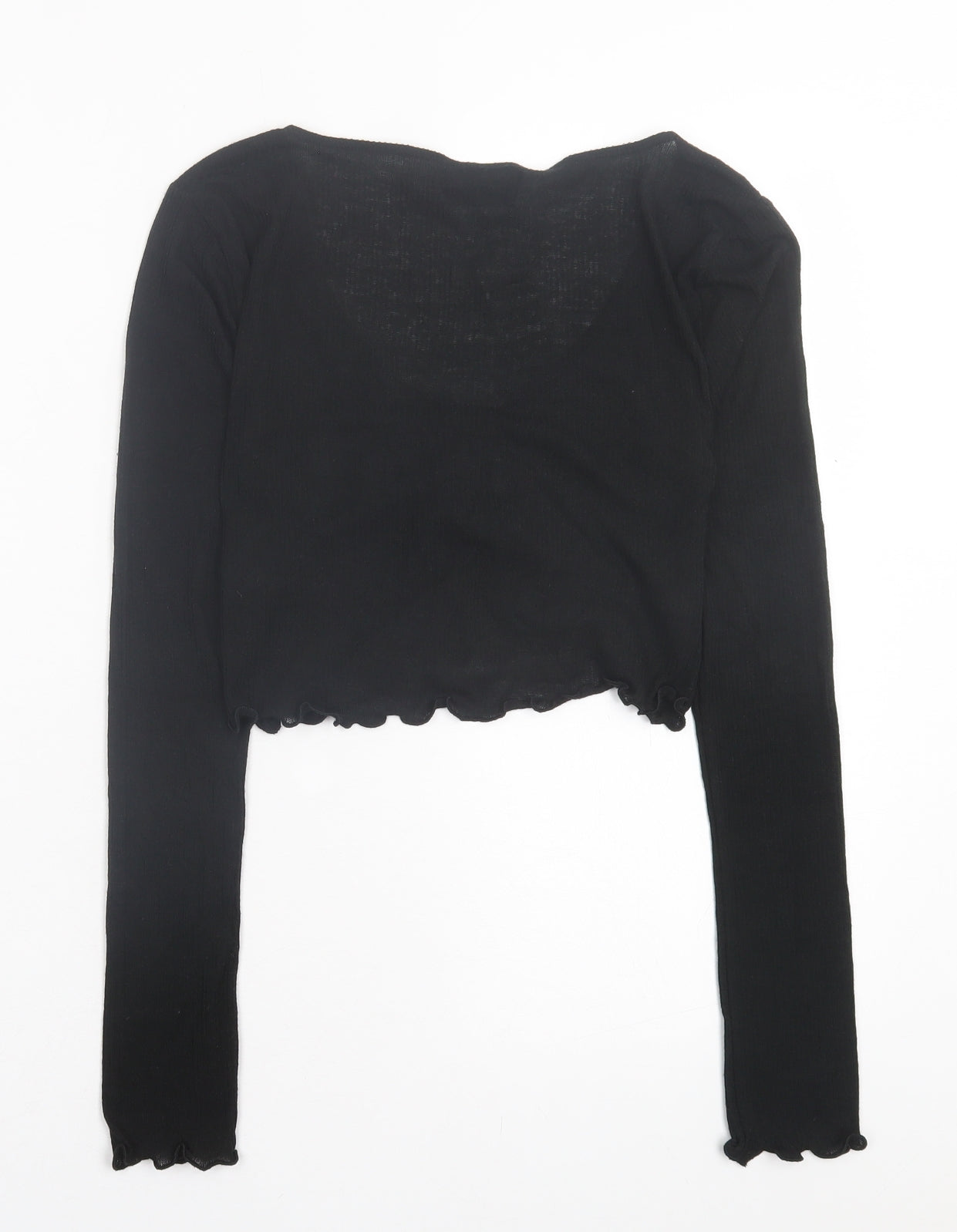 Urban Outfitters Womens Black Polyester Cropped T-Shirt Size M V-Neck