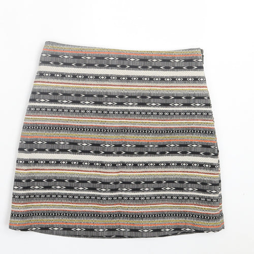 George Womens Multicoloured Geometric Polyester A-Line Skirt Size 8 Zip