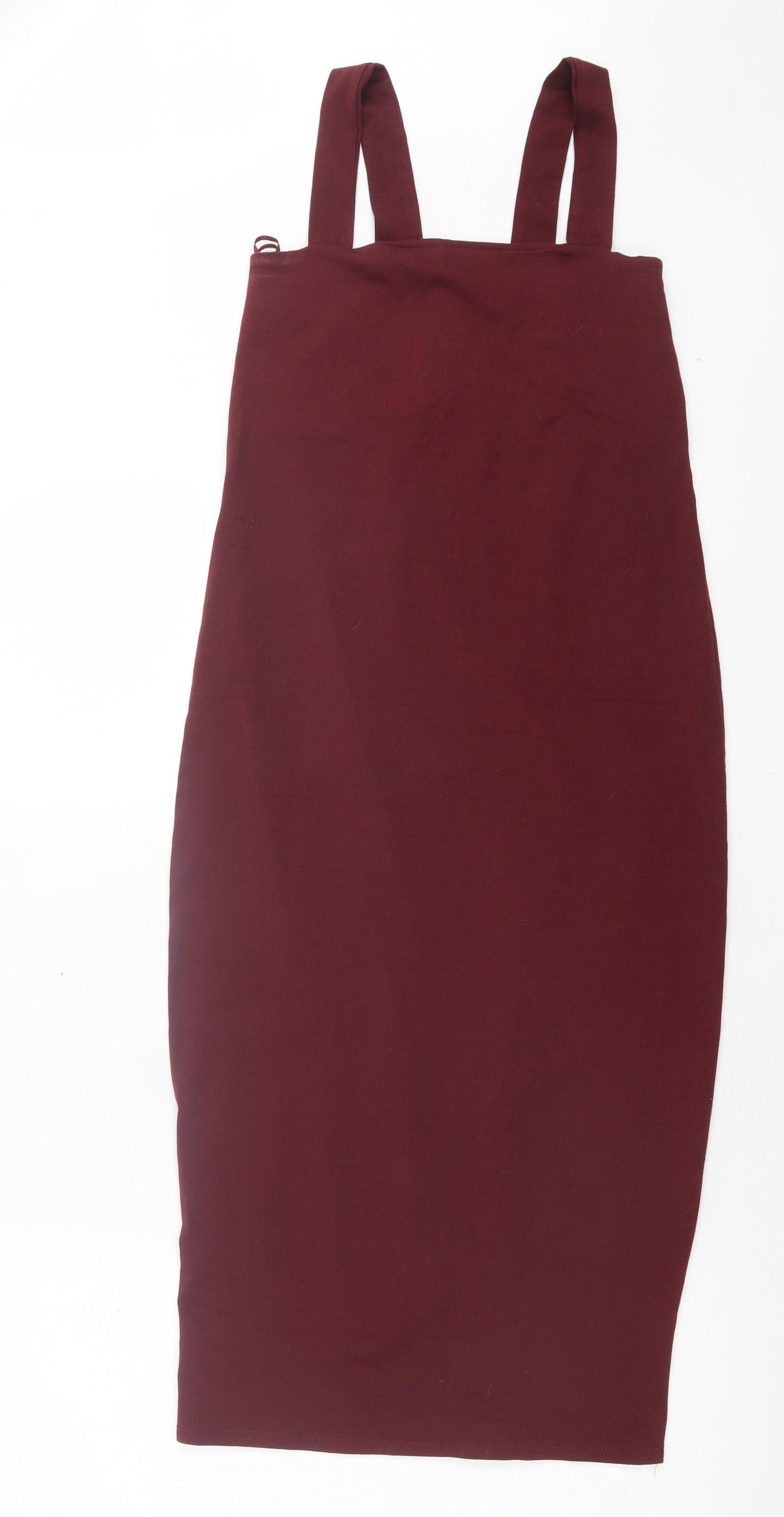Boohoo Womens Red Cotton A-Line Size L Square Neck Pullover
