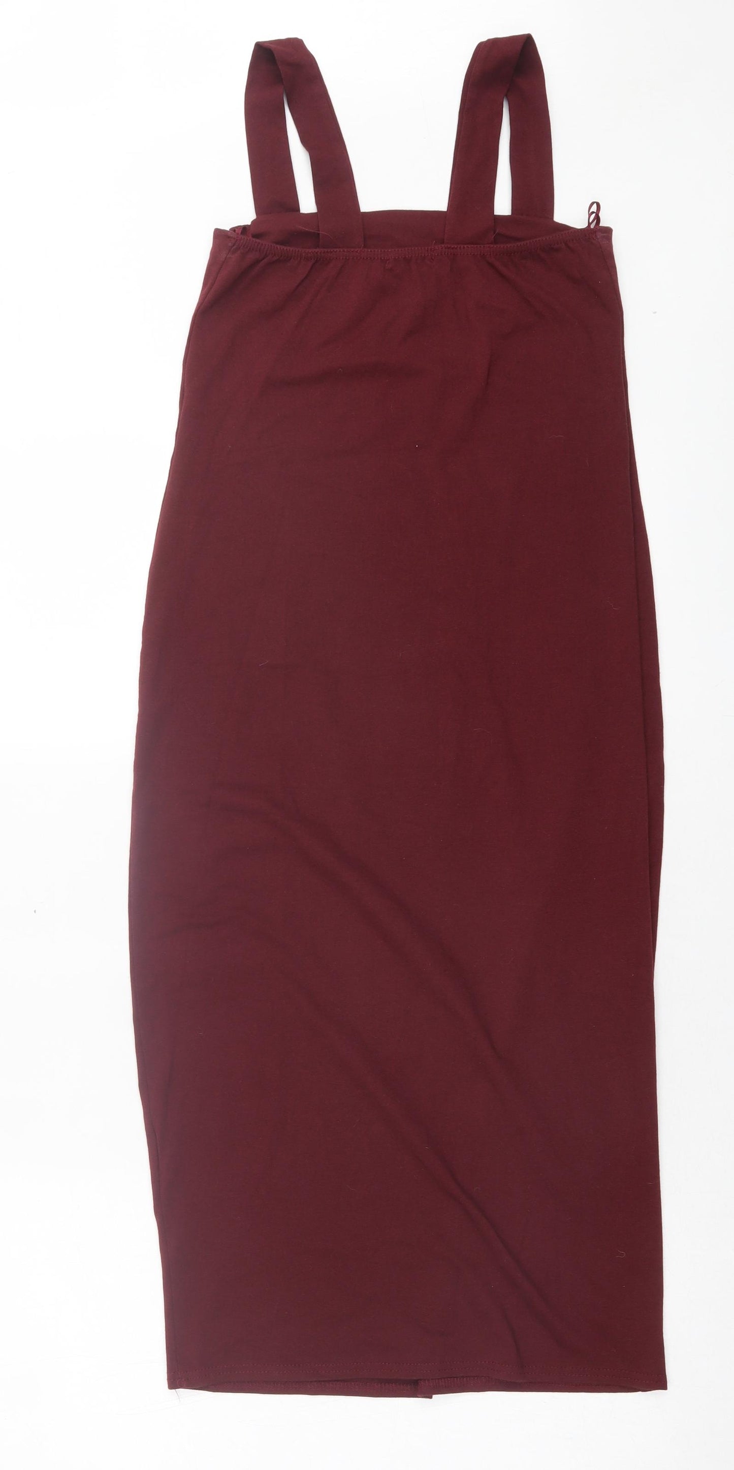 Boohoo Womens Red Cotton A-Line Size L Square Neck Pullover