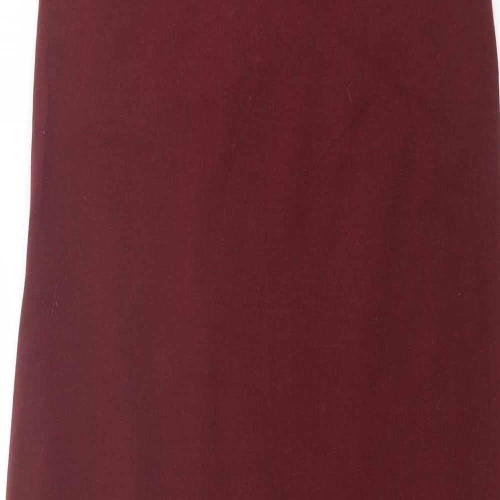 Boohoo Womens Red Cotton A-Line Size L Square Neck Pullover