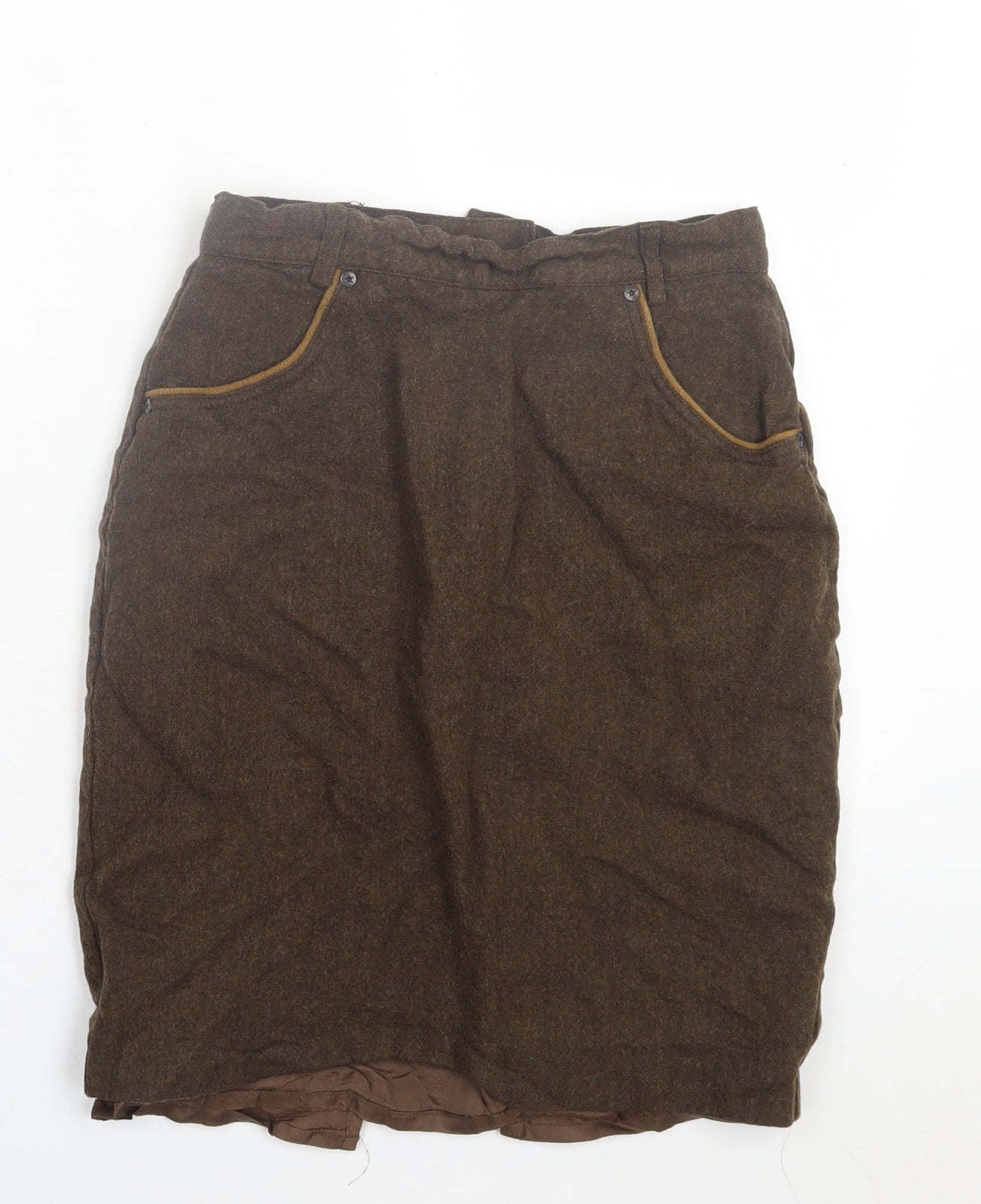 OuiSet Womens Brown Wool A-Line Skirt Size 10 Button
