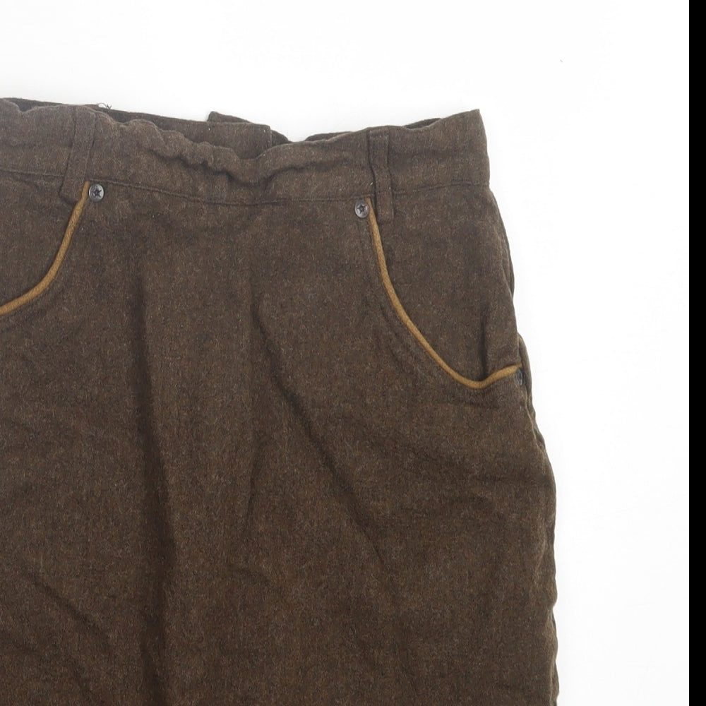 OuiSet Womens Brown Wool A-Line Skirt Size 10 Button