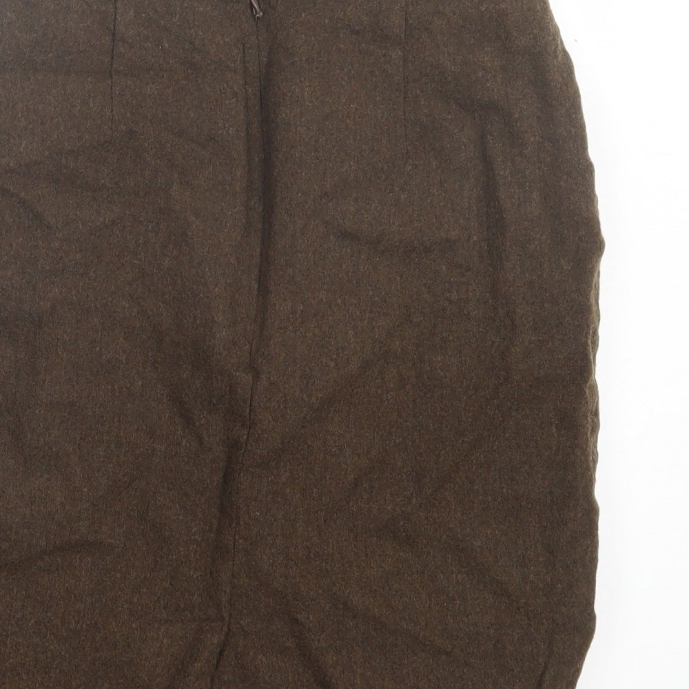 OuiSet Womens Brown Wool A-Line Skirt Size 10 Button