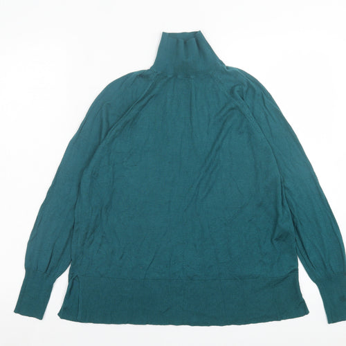 Zara Womens Green High Neck Viscose Pullover Jumper Size S