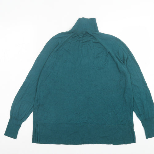Zara Womens Green High Neck Viscose Pullover Jumper Size S