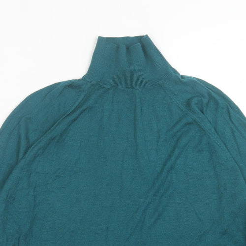 Zara Womens Green High Neck Viscose Pullover Jumper Size S