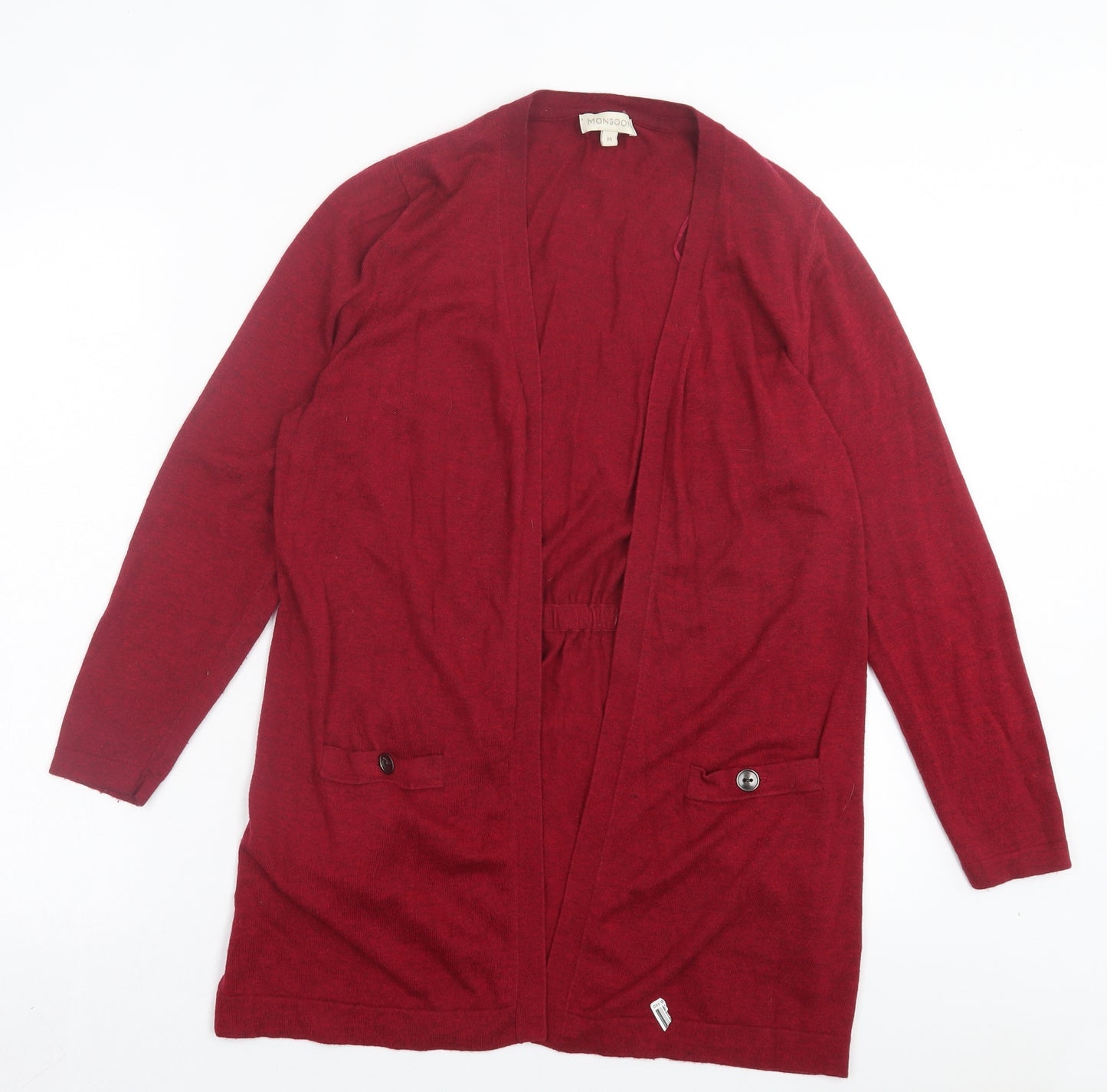 Monsoon Womens Red V-Neck Nylon Cardigan Jumper Size M