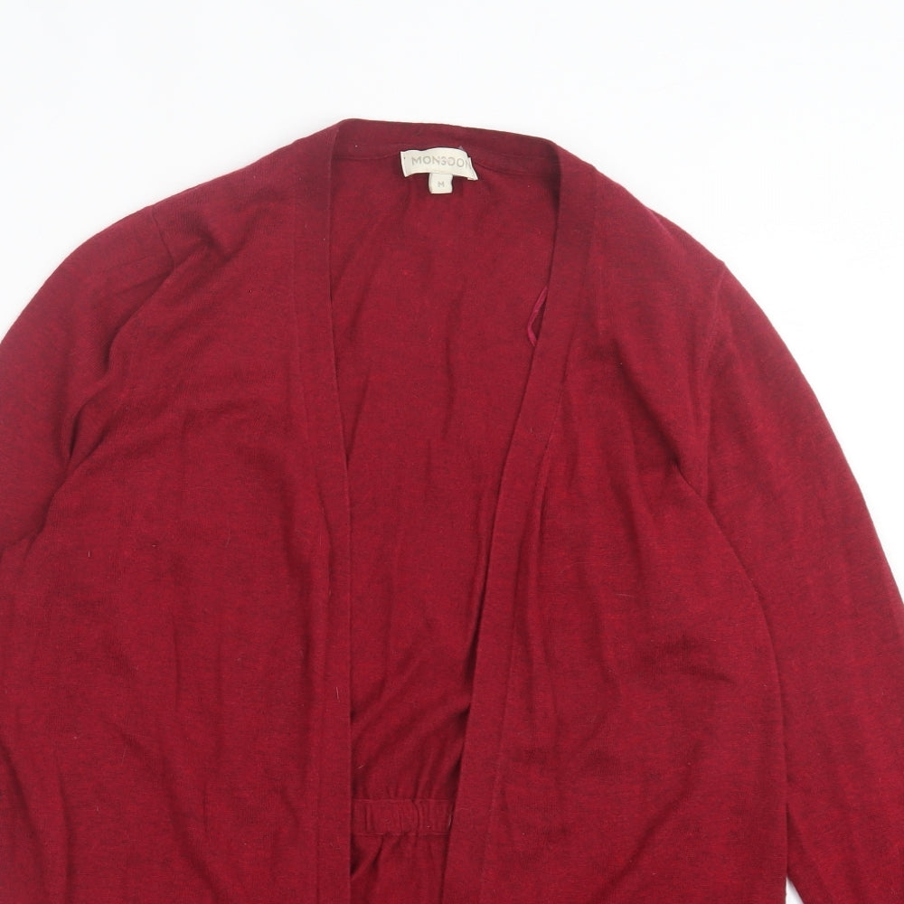 Monsoon Womens Red V-Neck Nylon Cardigan Jumper Size M
