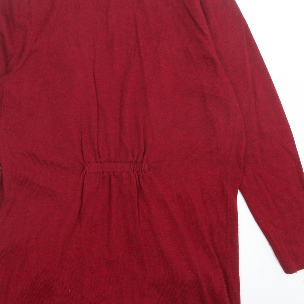 Monsoon Womens Red V-Neck Nylon Cardigan Jumper Size M