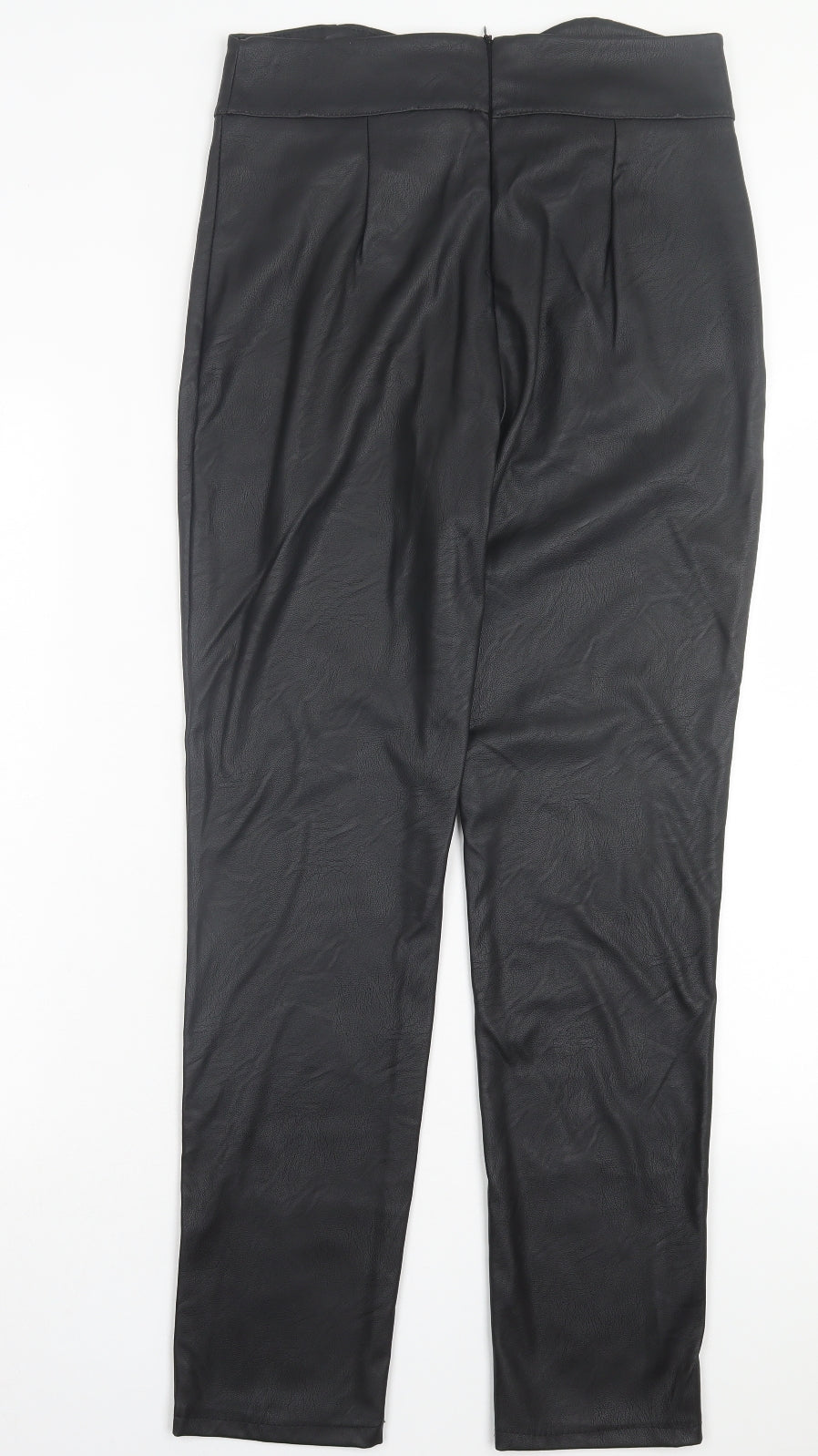 Boohoo Womens Black Polyurethane Trousers Size 14 L29 in Regular - Leather Look