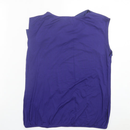 et Vous Womens Purple Viscose Basic Tank Size 16 Boat Neck