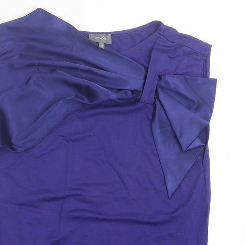 et Vous Womens Purple Viscose Basic Tank Size 16 Boat Neck