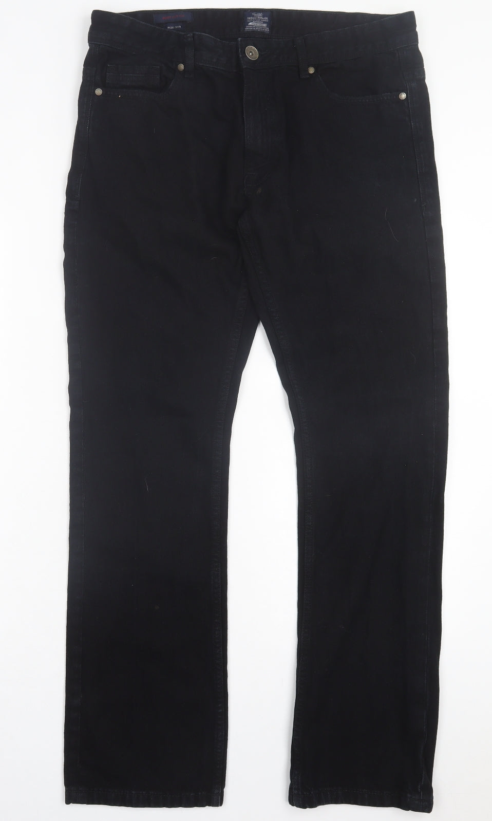 Industrialize Mens Black Cotton Bootcut Jeans Size 34 in L31 in Regular Button