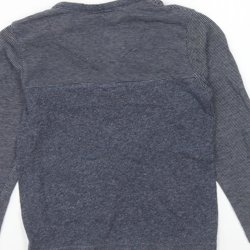 George Boys Blue Striped Cotton Basic T-Shirt Size 4-5 Years V-Neck Button