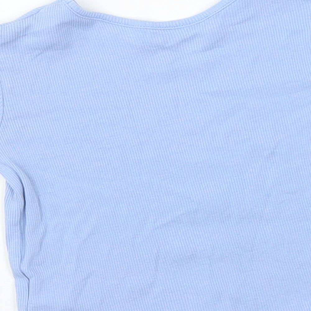 Primark Girls Blue Cotton Basic T-Shirt Size 18-24 Months Round Neck Pullover