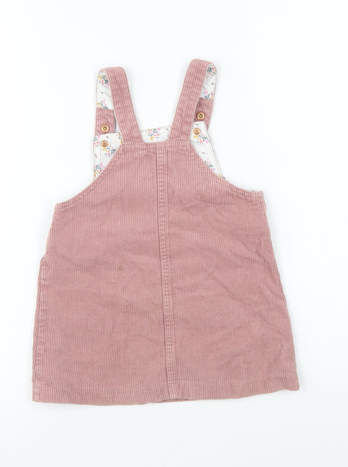 Nutmeg Girls Pink Cotton Pinafore/Dungaree Dress Size 3-4 Years Square Neck Snap