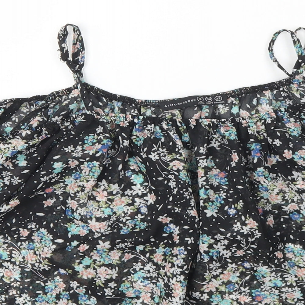 Atmosphere Womens Multicoloured Floral Polyester Basic Blouse Size 6 Square Neck