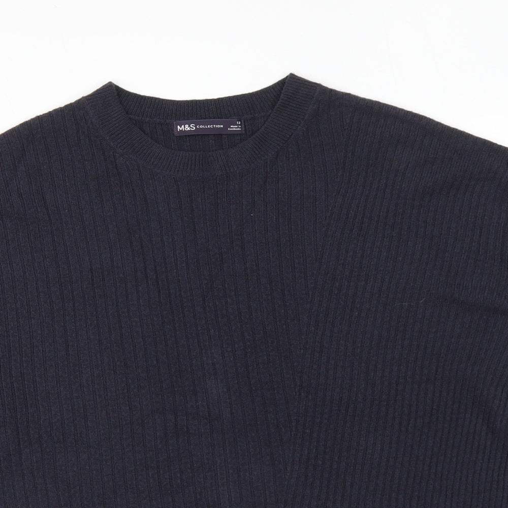Marks and Spencer Womens Blue Round Neck Acrylic Pullover Jumper Size 12