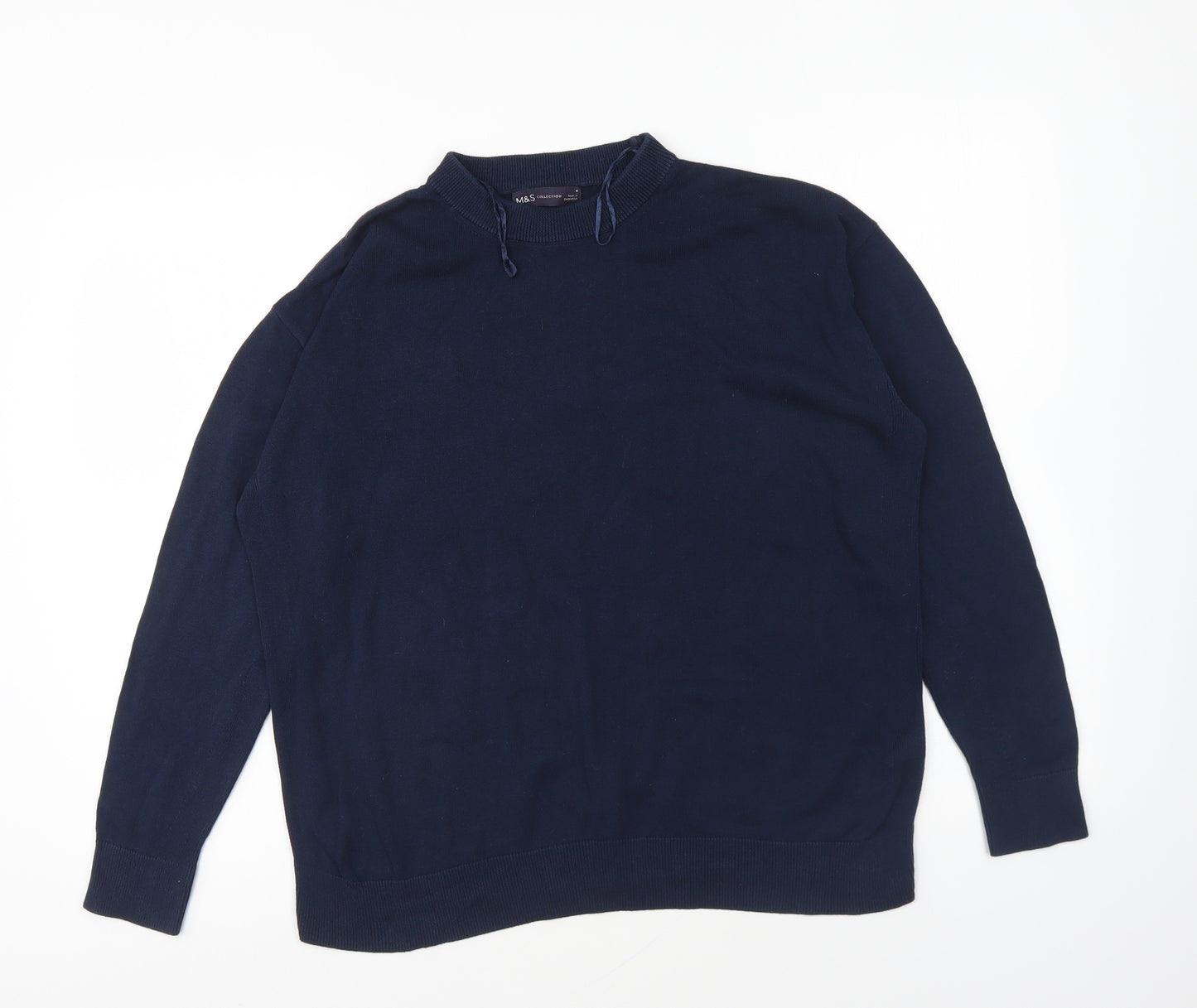 Marks and Spencer Womens Blue Round Neck Cotton Pullover Jumper Size M