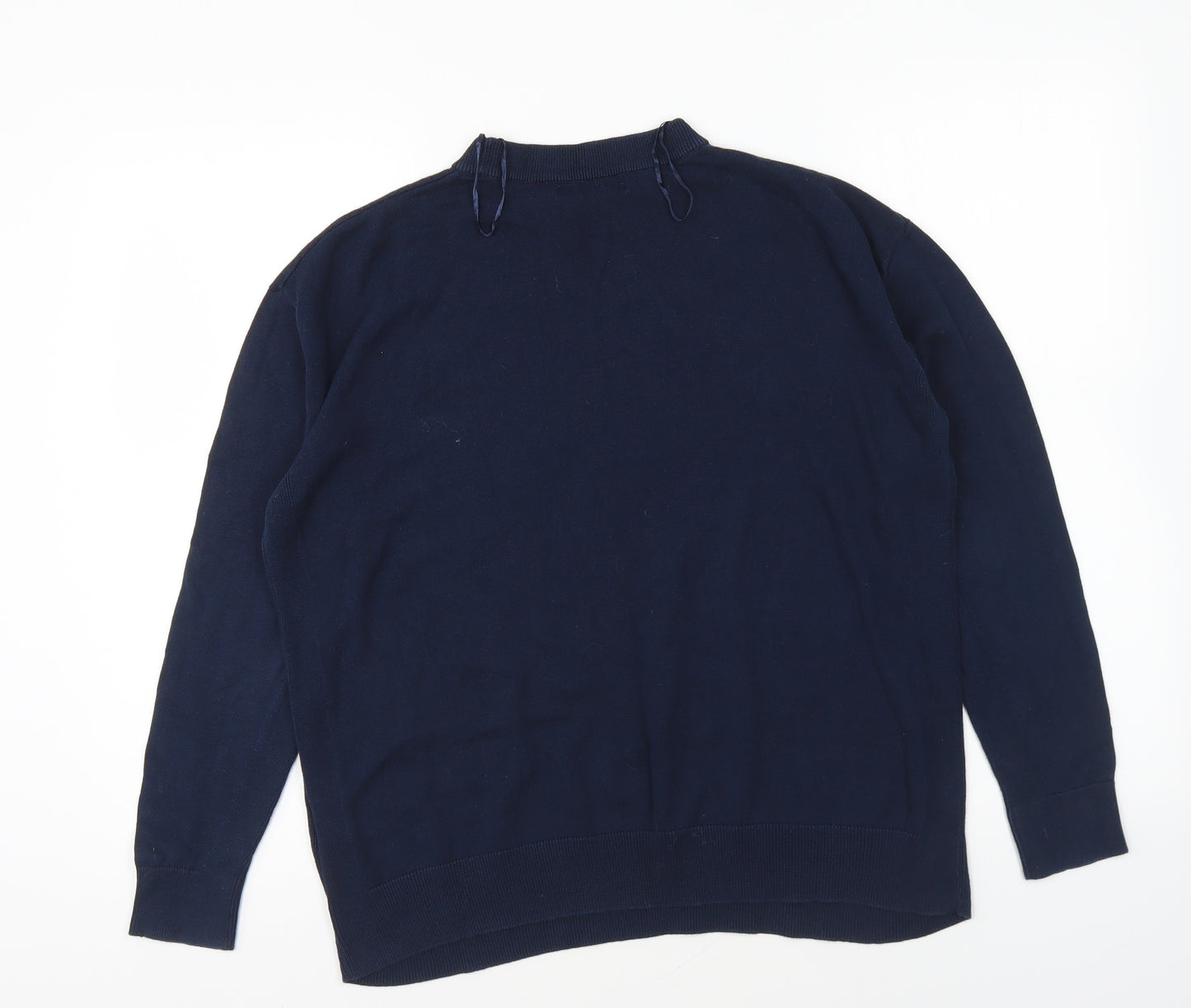 Marks and Spencer Womens Blue Round Neck Cotton Pullover Jumper Size M