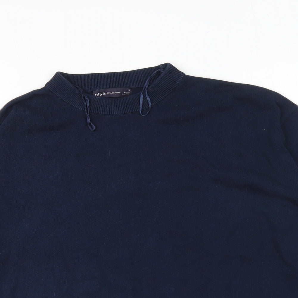 Marks and Spencer Womens Blue Round Neck Cotton Pullover Jumper Size M