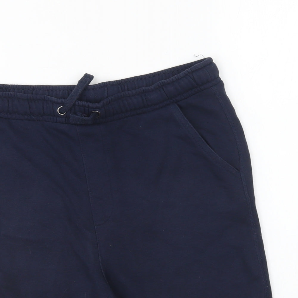 Marks and Spencer Boys Blue Cotton Sweat Shorts Size 13-14 Years Regular Drawstring