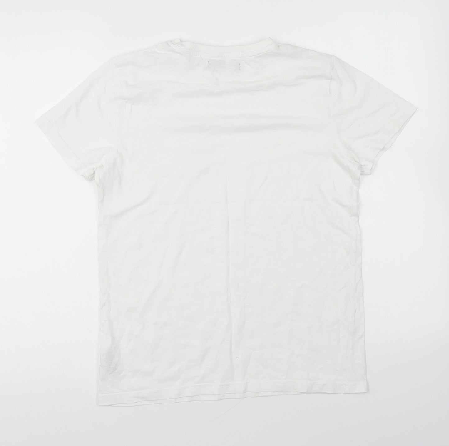 Marks and Spencer Boys White Cotton Basic T-Shirt Size 12-13 Years Round Neck Pullover