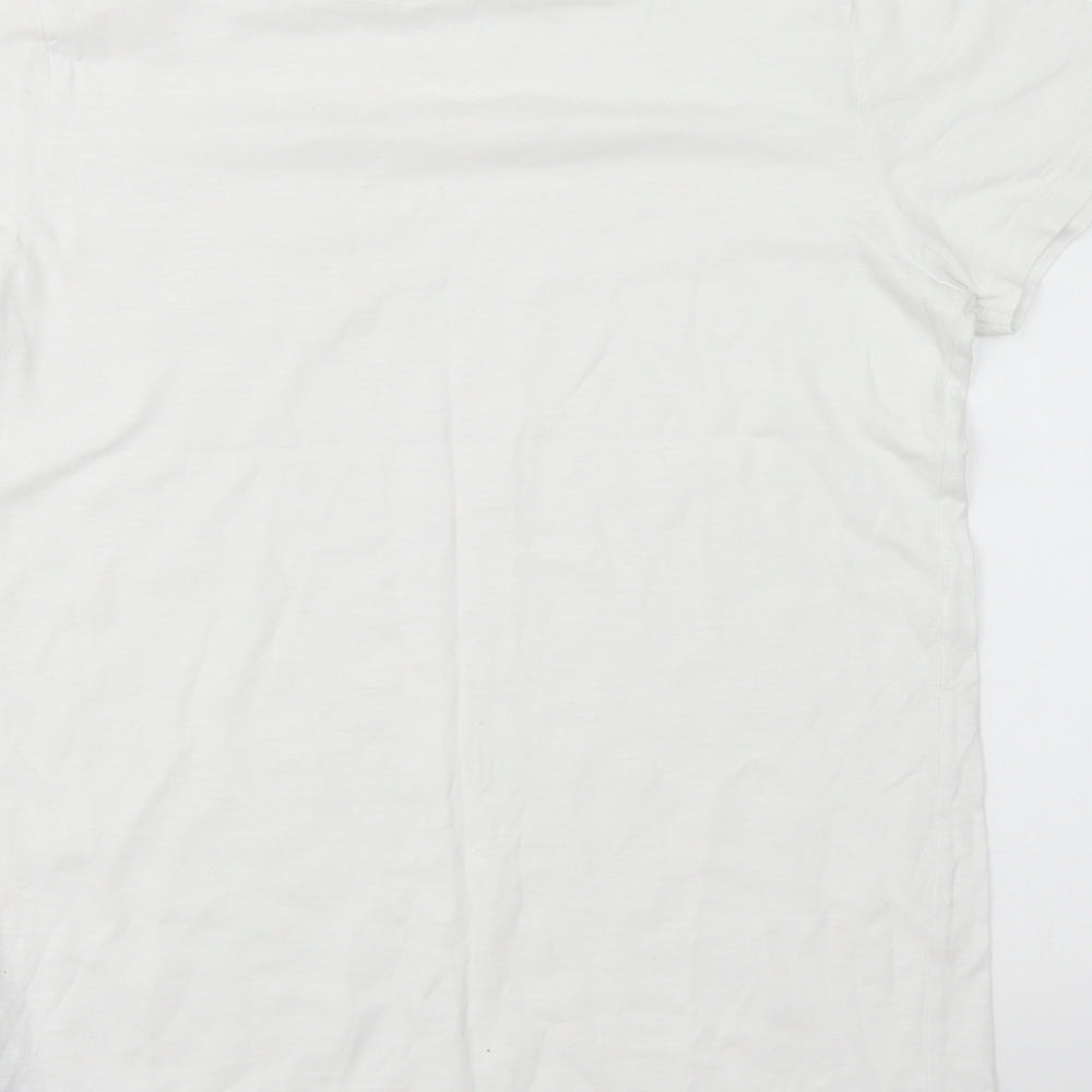 Marks and Spencer Boys White Cotton Basic T-Shirt Size 12-13 Years Round Neck Pullover