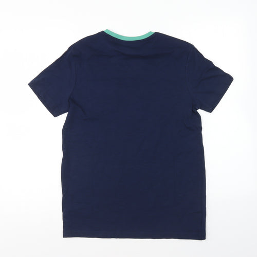 Marks and Spencer Boys Blue Cotton Basic T-Shirt Size 13-14 Years Round Neck Pullover