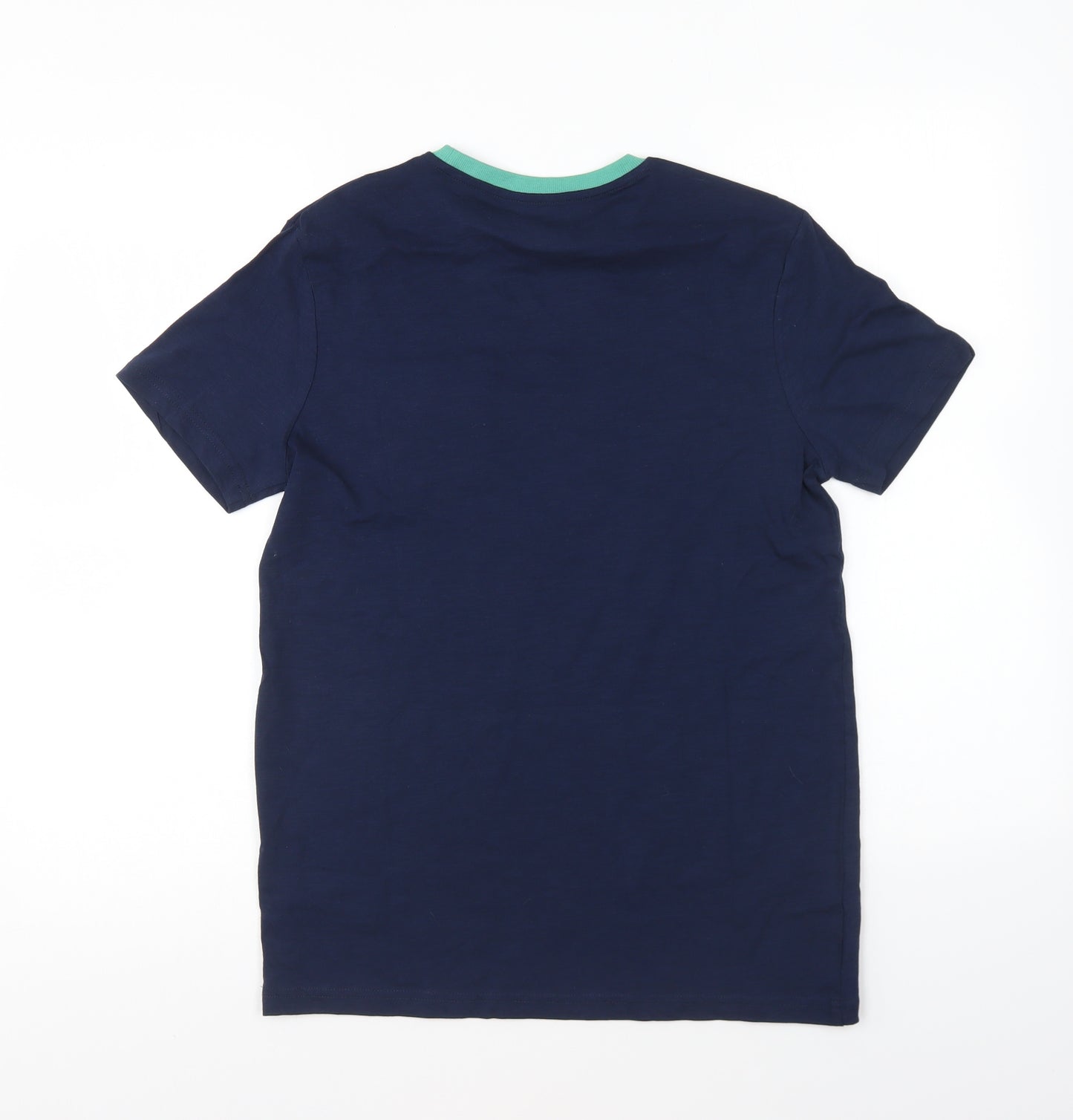 Marks and Spencer Boys Blue Cotton Basic T-Shirt Size 13-14 Years Round Neck Pullover