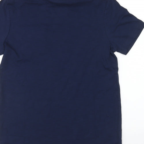 Marks and Spencer Boys Blue Cotton Basic T-Shirt Size 13-14 Years Round Neck Pullover