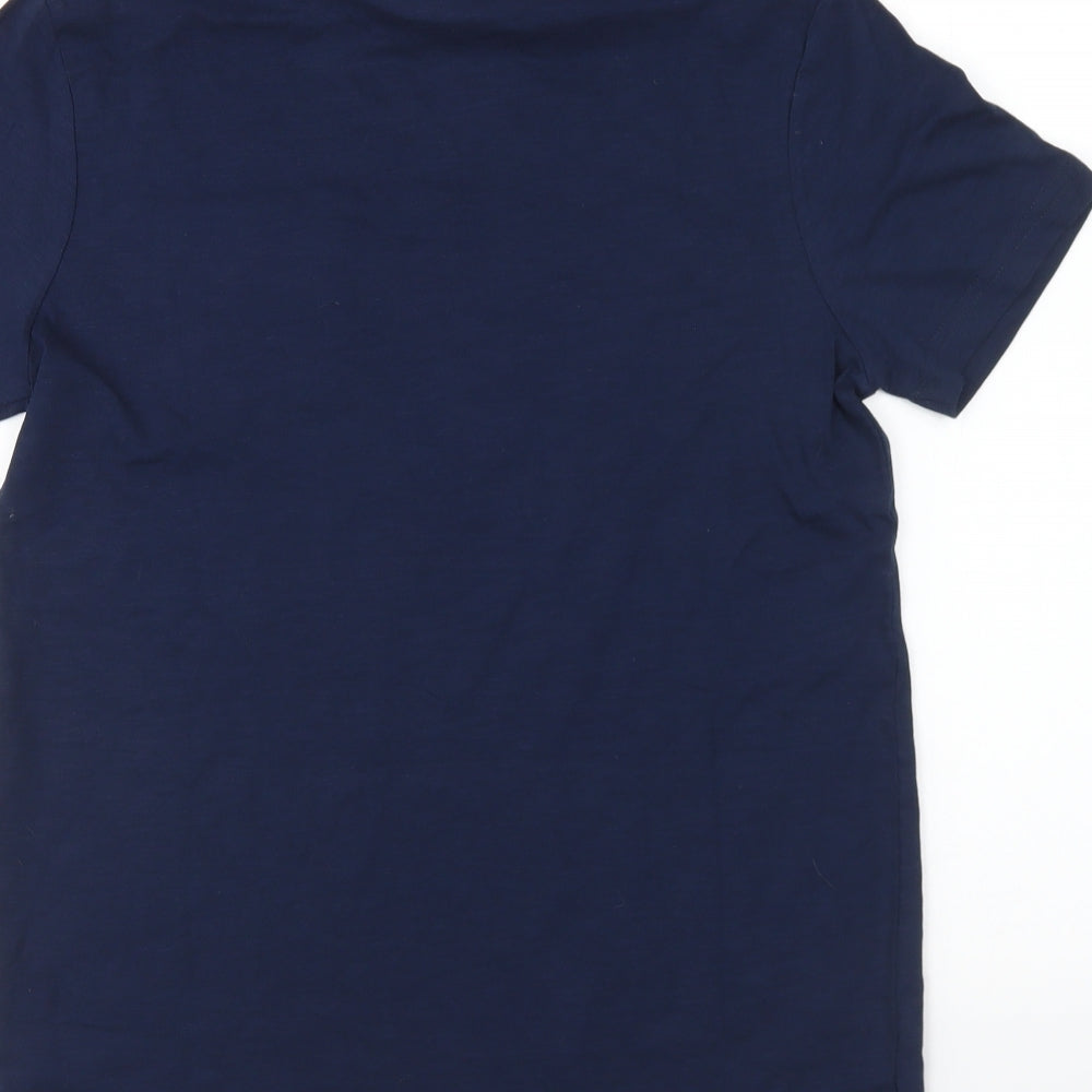 Marks and Spencer Boys Blue Cotton Basic T-Shirt Size 13-14 Years Round Neck Pullover