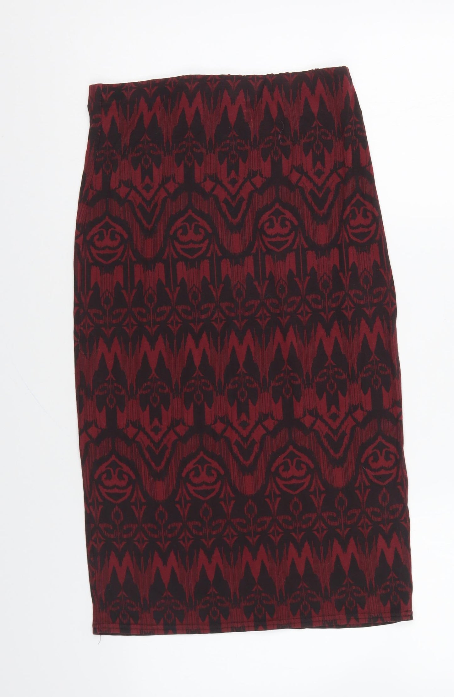 New Look Womens Red Geometric Viscose Straight & Pencil Skirt Size 10