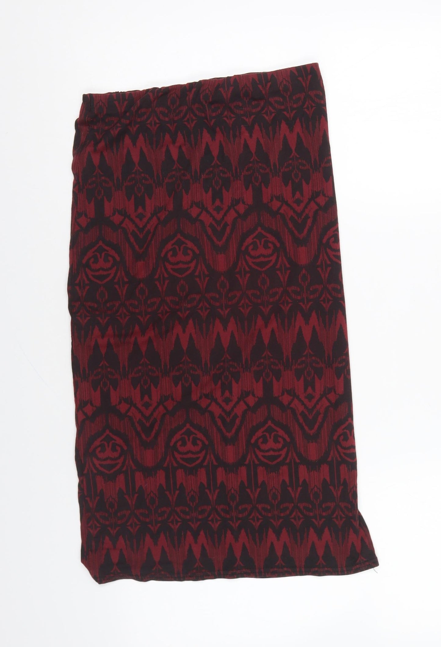New Look Womens Red Geometric Viscose Straight & Pencil Skirt Size 10
