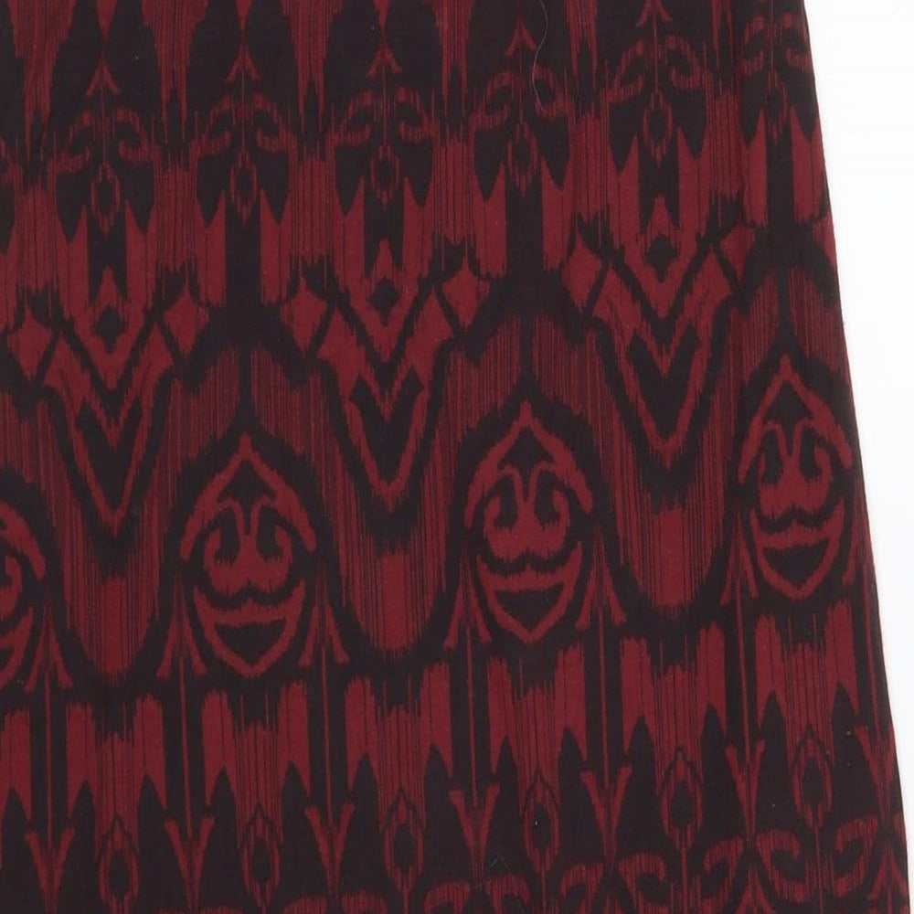 New Look Womens Red Geometric Viscose Straight & Pencil Skirt Size 10