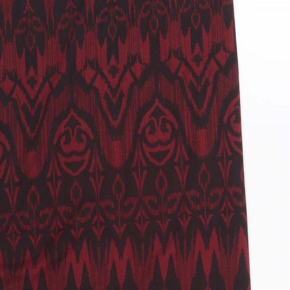 New Look Womens Red Geometric Viscose Straight & Pencil Skirt Size 10