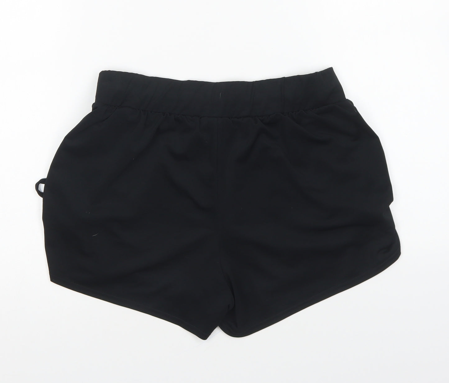 PUMA Womens Black Polyester Sweat Shorts Size 8 L5 in Regular Drawstring