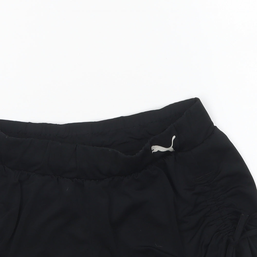 PUMA Womens Black Polyester Sweat Shorts Size 8 L5 in Regular Drawstring