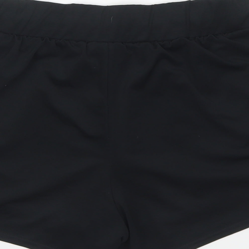 PUMA Womens Black Polyester Sweat Shorts Size 8 L5 in Regular Drawstring
