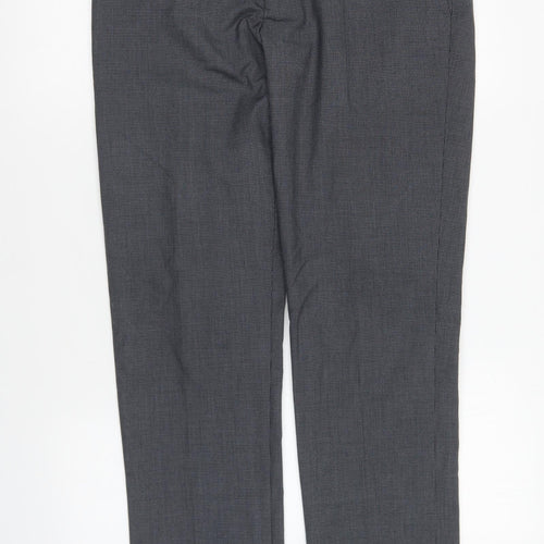 NEXT Womens Grey Check Polyester Trousers Size 32 in L31 in Regular Button