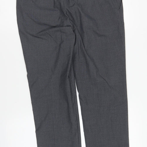 NEXT Womens Grey Check Polyester Trousers Size 32 in L31 in Regular Button