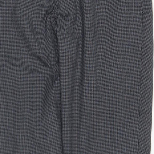 NEXT Womens Grey Check Polyester Trousers Size 32 in L31 in Regular Button