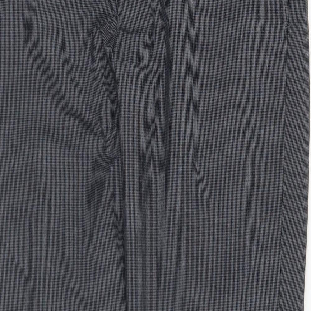 NEXT Womens Grey Check Polyester Trousers Size 32 in L31 in Regular Button
