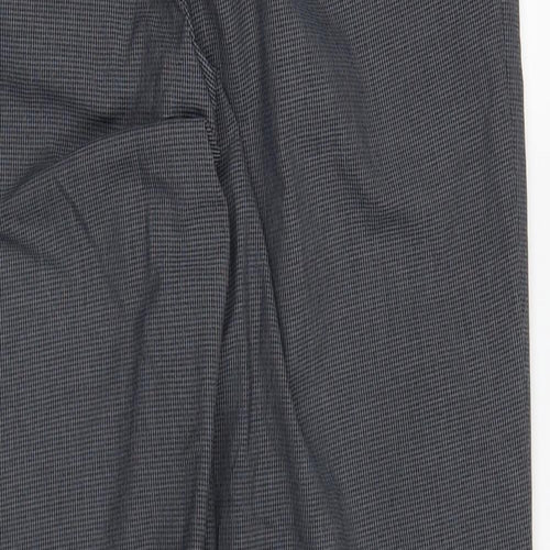 NEXT Womens Grey Check Polyester Trousers Size 32 in L31 in Regular Button