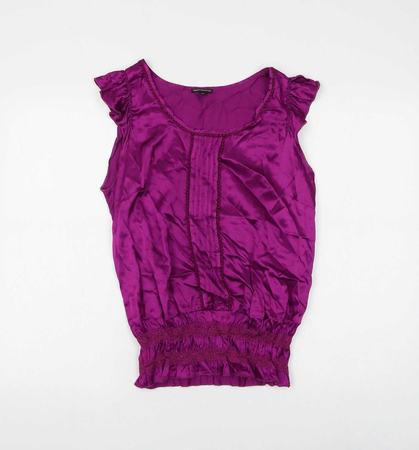 Marks and Spencer Womens Purple Viscose Basic Blouse Size 12 Scoop Neck