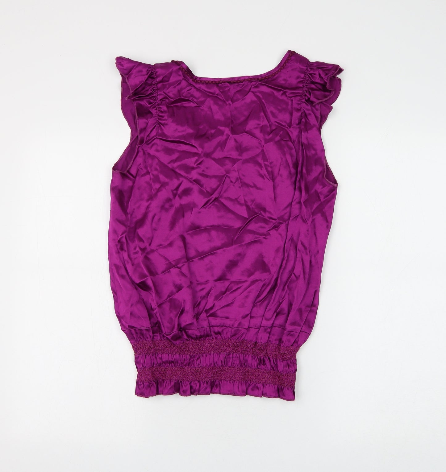 Marks and Spencer Womens Purple Viscose Basic Blouse Size 12 Scoop Neck