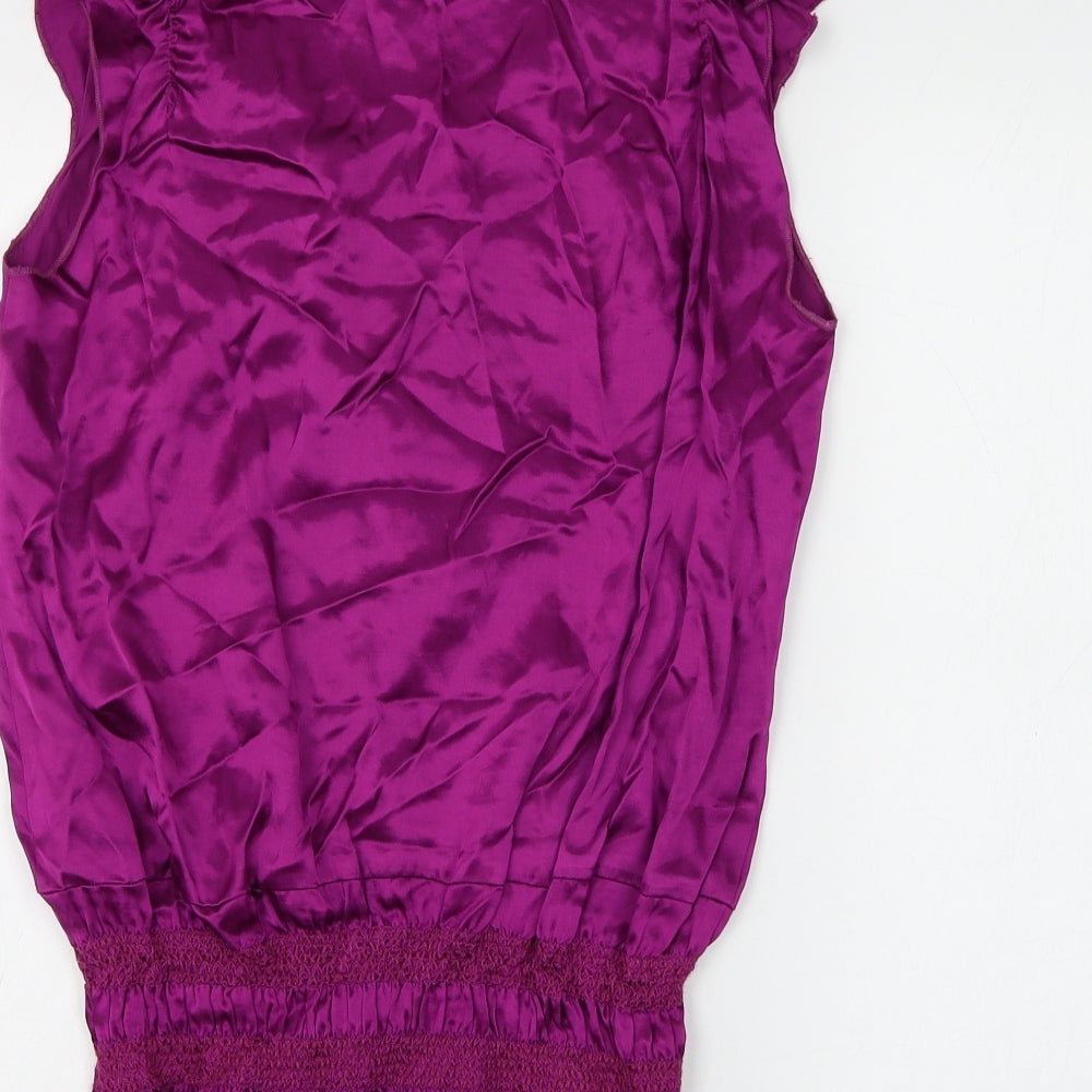 Marks and Spencer Womens Purple Viscose Basic Blouse Size 12 Scoop Neck
