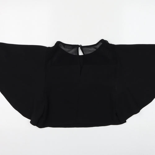 Miss Selfridge Womens Black Polyester Cropped Blouse Size 6 Round Neck