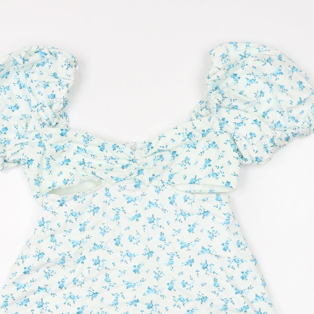 Zara Womens White Floral Cotton Shift Size M Sweetheart Pullover